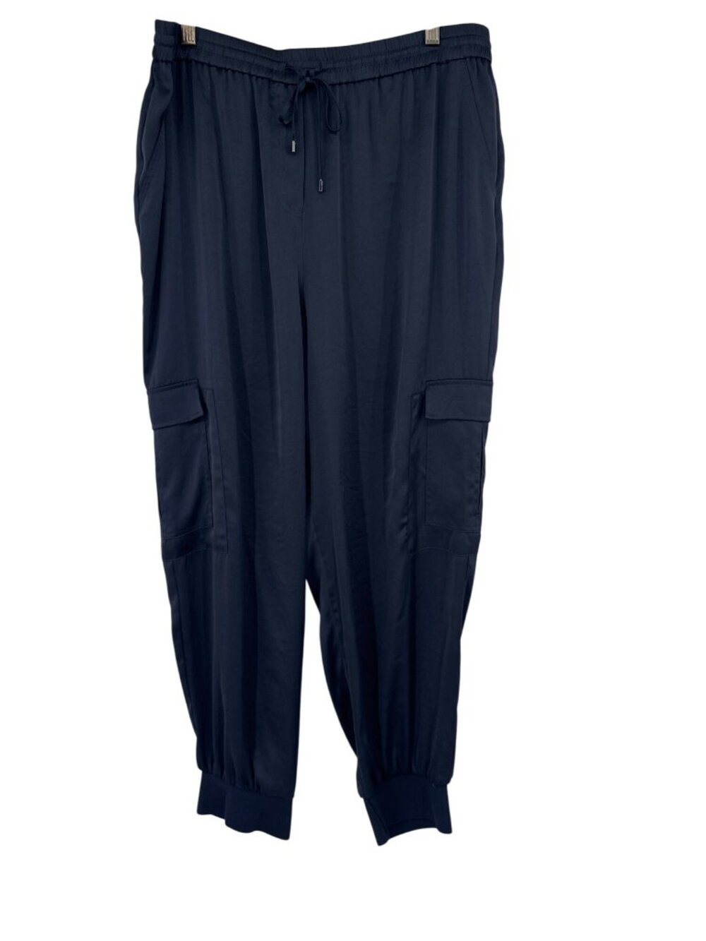 Eli TahariWomens Cargo Jogger Pants satin Size XL Eli Tahari Navy Blue